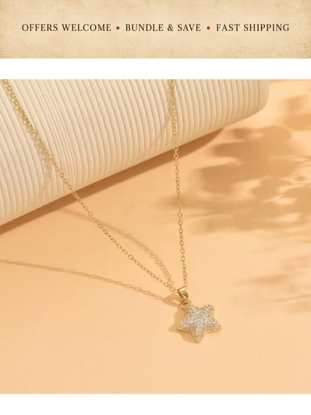 18K Gold Plated Necklace Cubic Zirconia Pendant Adjustable Chain - Picture 5 of 6